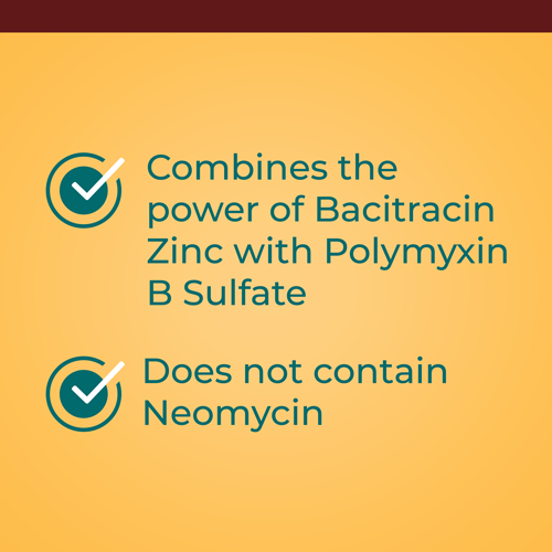 Combines the power of Bacitracin Zinc with Polymyxin B Sulfate